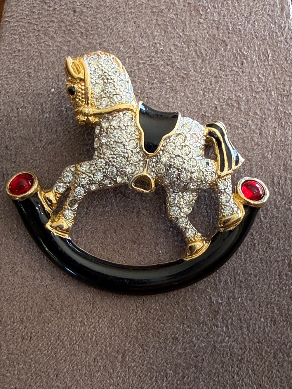 Vintage Crystal Rocking Horse Brooch pin